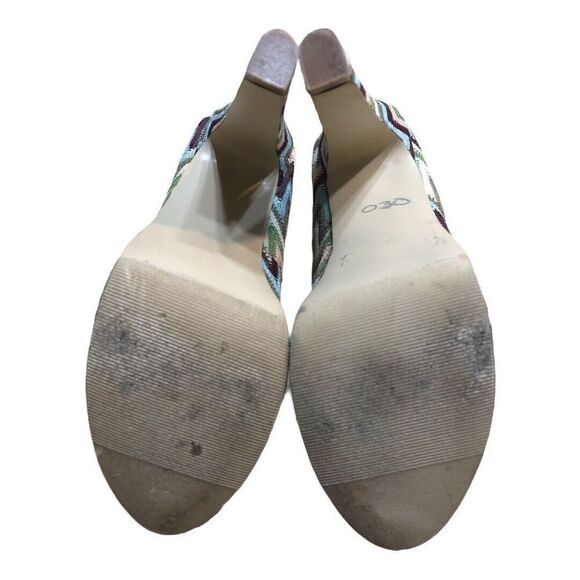 Madden Girl Size 9 Malley Multicolor Chevron Fabric Ultra High Heels - Picture 5 of 6